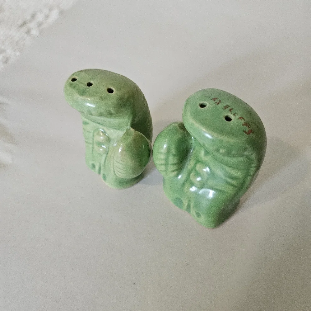 Green Ceramic Boxing Glove  Salt and Pepper Shakers